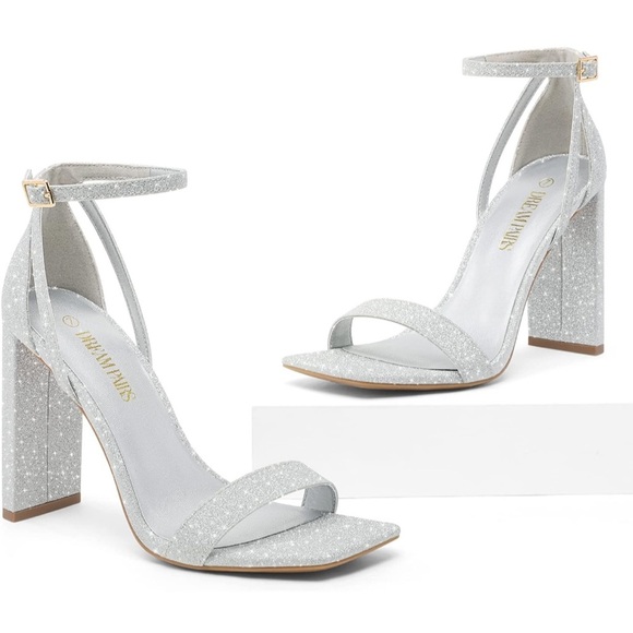 (T5) DREAM PAIRS High Heels, Chunky Block, Square Toe, Elegant Open Toe Heel,12 - Picture 1 of 11